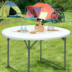4FT Round Table, Round Folding Table 48 inch, Bifold Round Table, Plastic Din…