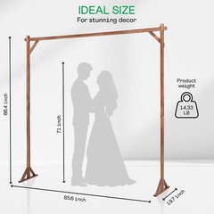 Acacia Wood Wedding Arch Stand Garden Wedding Backdrop 7.2FT Wooden Decoration