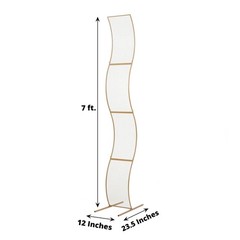 7 ft Gold Wavy Grid Metal Floral Display Frame Arch Backdrop Stand Party Events