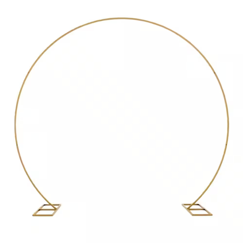 84 In. Gold Metal Circle Wedding Arch Frame Backdrop Trellis for Weddings, Valen