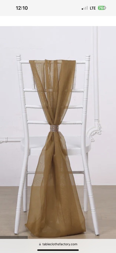 Gold Chiffon Chair Sash/Cover 22” x 78” (65 Count) 15 NEW & 50 Gently Used