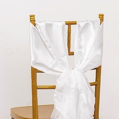 5 WHITE Curly Willow Chiffon Satin CHAIR SASHES Party Event Decorations Supplies