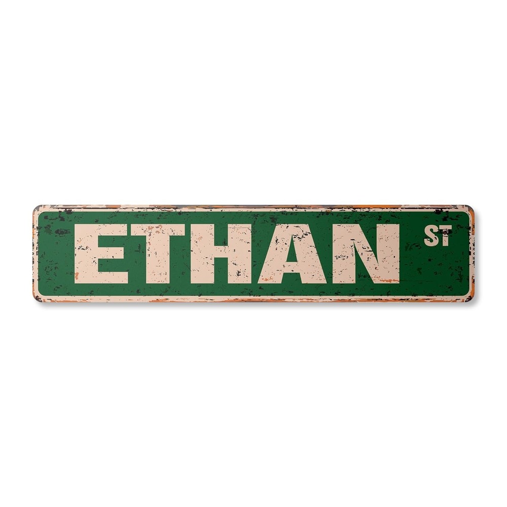 ETHAN Vintage Aluminum Street Sign Childrens Name Room Metal Sign rustic meta…