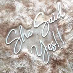 She Said Yes Neon Sign 23×16.3” Warm White for Weddings & Engagements