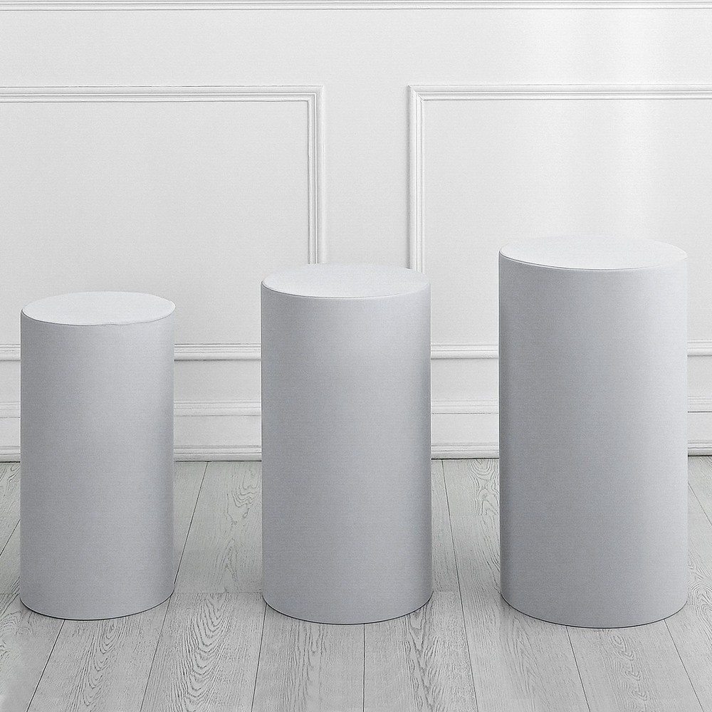 3 Set Cylinder Spandex Stand Covers Gray Elastic Fabric-Small