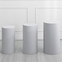 3 Set Cylinder Spandex Stand Covers Gray Elastic Fabric-Small
