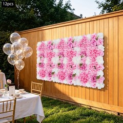 12 PCS Artificial Flowers Panels, Artificial Flower Panels Wall Mount decoration