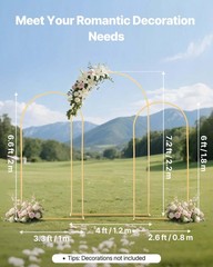 VEVOR Arch Backdrop Stand Metal Arch Backdrop Stand 7.2/6.6/6 ft 3 PCS Wedding