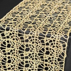 Gold Chemical Lace Sequin Table Runner 14 x 108 inch Made in USA Wedding Party