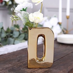 GOLD 6″ Ceramic D Symbol Flower VASE Table Centerpiece Party Events Decorations