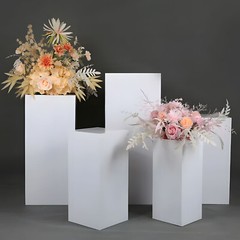 5PCS Metal White Cake Display Pedestal Stands Square Pillars for Party Wedding