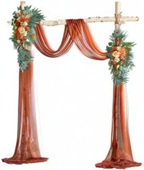 Artificial Wedding Flowers & Draping Fabric Set: Elegant Burnt Orange Decor