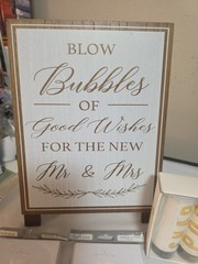 Lot of 4 WEDDING ITEMS – Bubbles Sign, Confetti Cannons, 2 Paks Thank You Cards