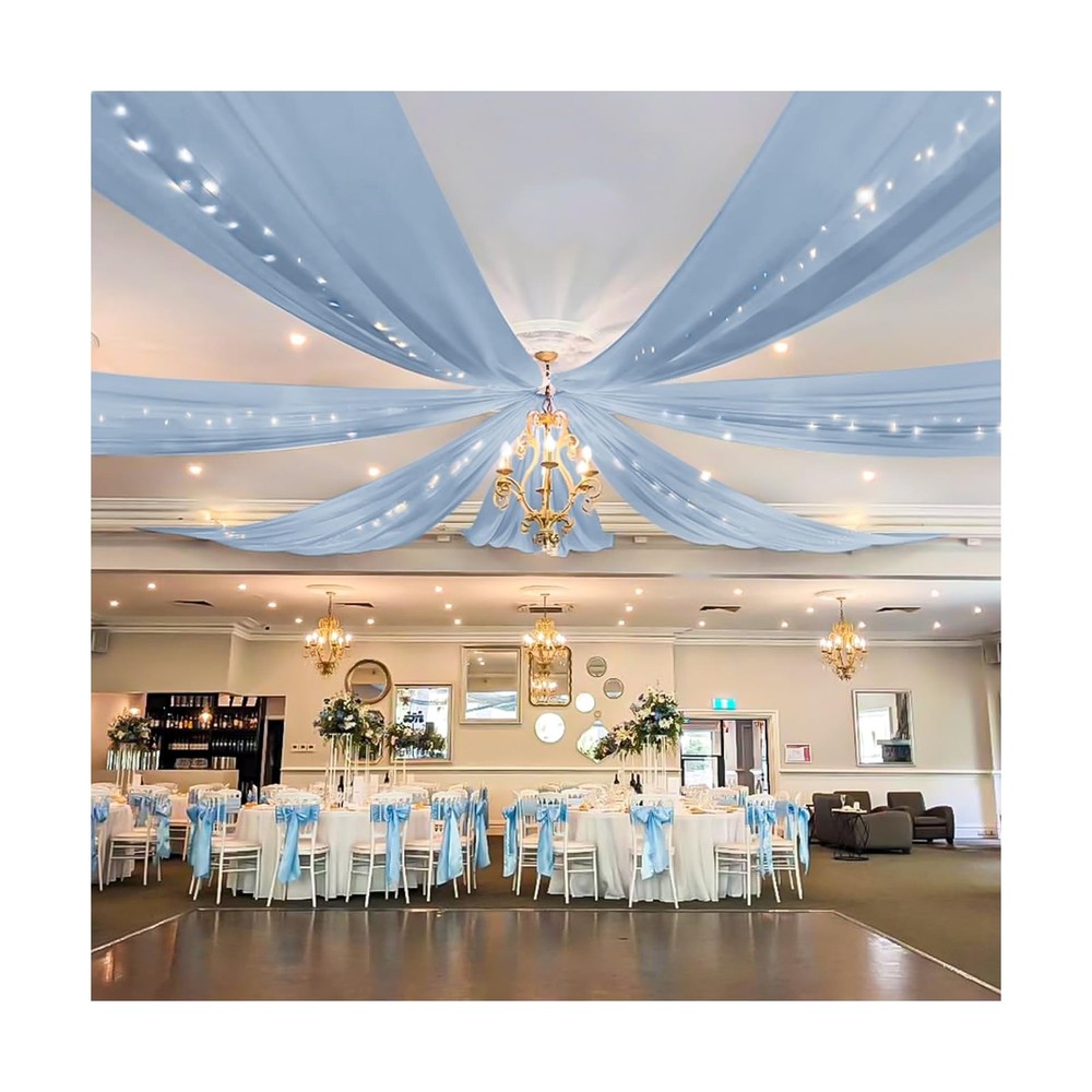 Showgeous Dusty Blue Ceiling Drapes 6 Panels 5ftx40ft Wedding Ceiling Drapes …