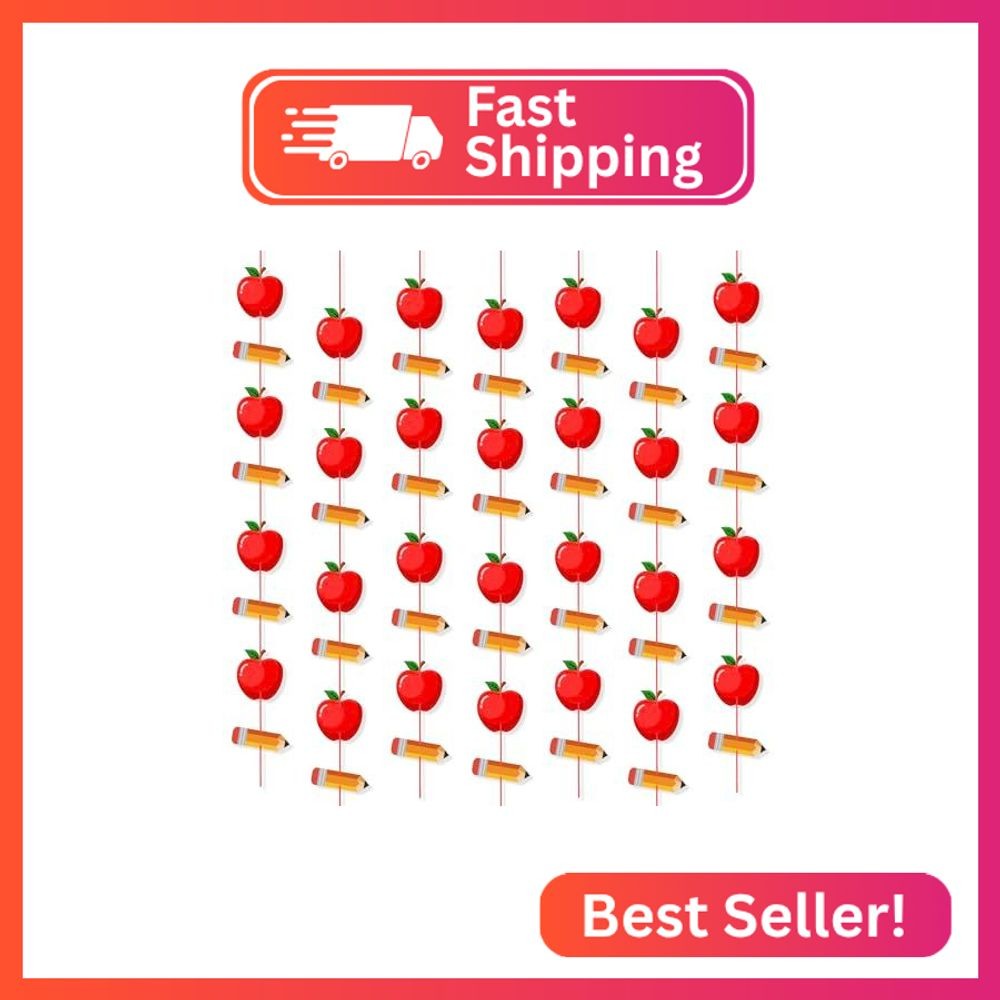 Uniwish 4 Strings Pencil Apple Garland Banner Welcome Back to School Decorations