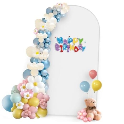 7.2 ft Arch Backdrop Cover (No Arch Stand) – Double-Sided 7.2×4 ft (HxW) White