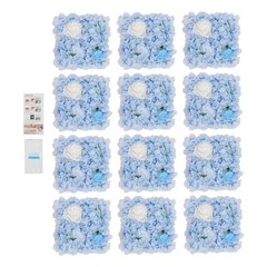 12PCS Artificial Flower Wall Panels White+Blue Dreamlike Flower Wall Backdrop