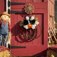 Fabric Plastic Rattan Pumpkin Floral Hanging Ornament for Seasonal Decor