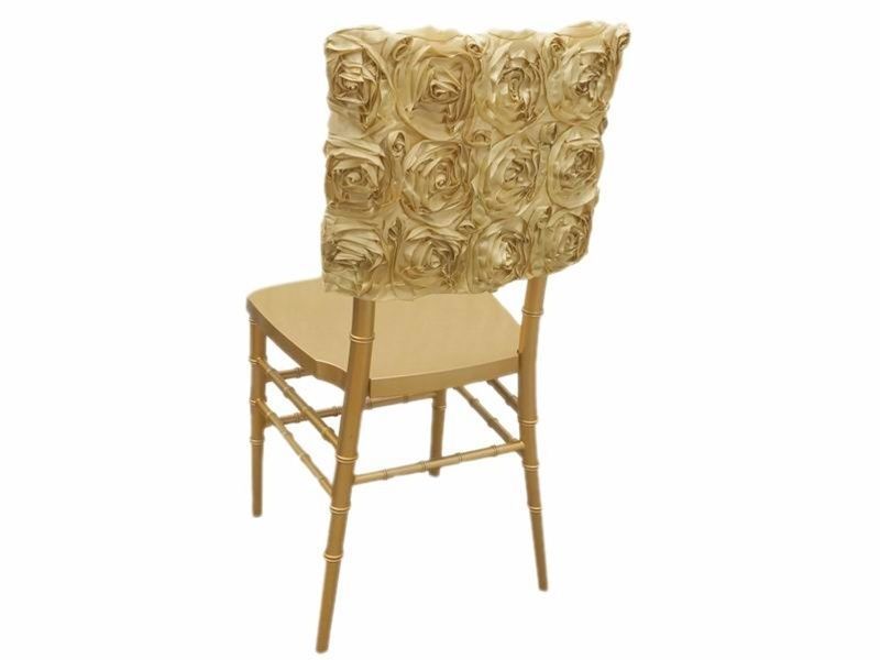 50 ROSETTE 17″ x 14″ 3D SATIN CHAIR CAPS CHIAVARI SQUARE TOP GRANDIOSE RIBBON