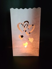 50 Interlocking Heart Luminary Bags-White Wedding Valentine Romance Luminaria