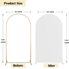 7.2FT Wedding Arch Cover Spandex Fitted Stretchy Arch Stand Covers,2-Sided round