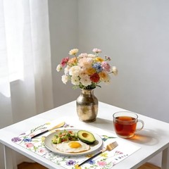 6 Pcs Flower and Bird Placemats, 11×16 Inch Summer Watercolor flower bird