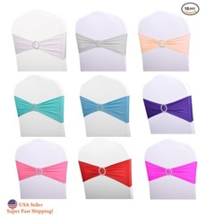 DH Wedding Banquet Party Chair Sash Bands & Buckle Slider in Colors 10PCS