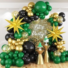 Dark Green and Black Balloon Arch Kit with Explosion Star Balloons, 123pcs Em…