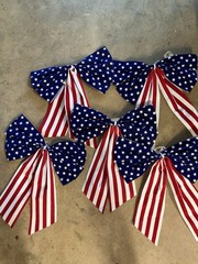 USA Patriotic American Flag Bow 14” Decoration 4th of July Memorial Day Lot of 5