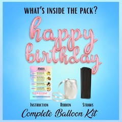 Rose Gold Happy Birthday Balloons Banner | Script/Cursive Rose Gold Letter Ba…