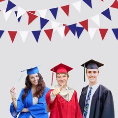 32Ft Red Blue White Banner Party Decorations Fabric Pennant Triangle Flag Bun…