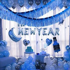 Blue Foil Fringe Garland 10FT 6packs, Metallic Foil Tinsel Fringe Banners for…
