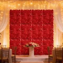 12pcs Red Flower Wall Panel Backdrop For Wedding Party Decor Easy To Use
