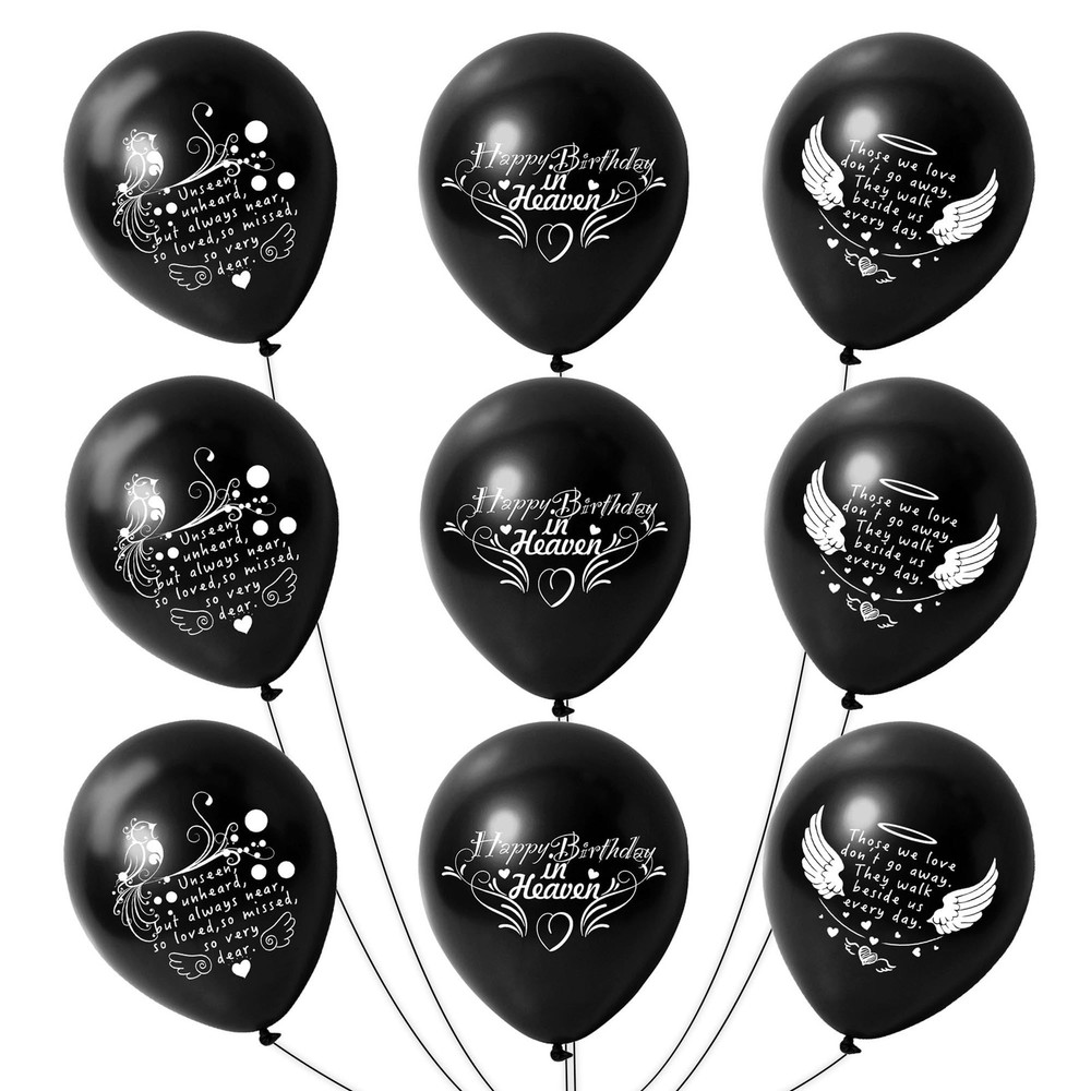 Happy Birthday in Heaven Balloons 30 Pieces 12″ White Funeral Memorial Decora…