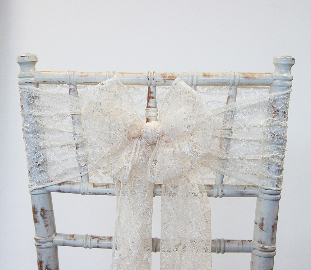 CHAIR COVER WEDDING EVENT DÉCOR LACE CHAIR BOW SASH VARIOUS COLOURS