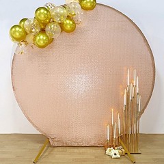 7.5 ft BLUSH Metallic Sequin Round Backdrop STAND COVER Party Events Decorations