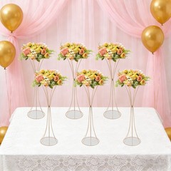 6Pcs Flower Stand for Wedding 26.77in Tall Gold Metal Centerpieces Decor