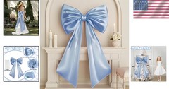 Elegant 40×24 Baby Blue Satin Bow – Oversized Wedding Decor for All Occasions