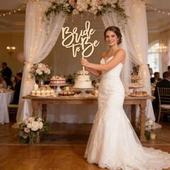 Bride to Be Wooden Sign for Backdrop- DIY Engagement Party Decorations White