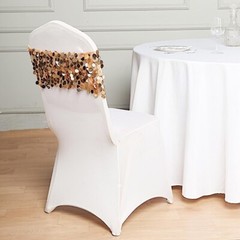 5 GOLD 10″ wide Large Payette Sequined Chair Sashes Party Wedding Decorations