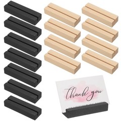 16 Pcs Wood Place Card Holders for Food Signs, Wood Color/Black