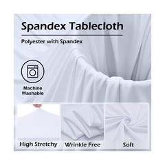 6 pk White Spandex Table Cloth Rectangle 8ft with Ruffle Skirt,Wrinkle Free H…