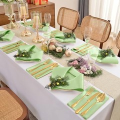 50 Pieces Satin Napkins, 17″ x 17″ Square 17″ x 17″ (Set of 50) Sage Green