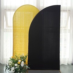 7 ft x 3 ft BLACK Matte Fitted Spandex Half Moon Arch Stand Cover Wedding