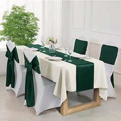 Manyshofu 4Pcs Satin Table Runner – 12 x 108 Inch 12″x108″, 4pcs Dark Green