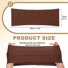 25 Pcs Spandex Chair Sashes Bows with Slider Buckle Dark Coffee