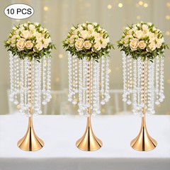 10Pcs Luxurious Acrylic Crystal Flower Stand Wedding Centerpieces on Floor Gold