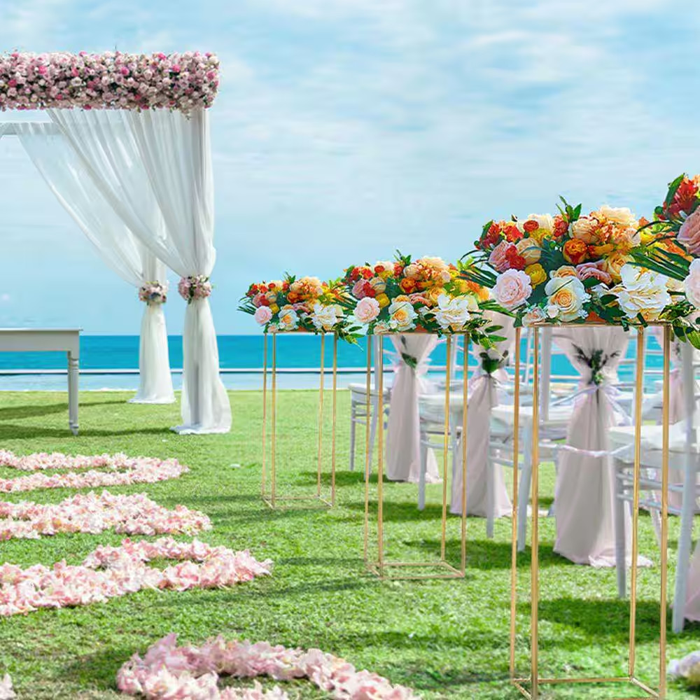 10 PCS 31.5 In. High Wedding Flower Stand, with Acrylic Laminate, Metal Vase Col