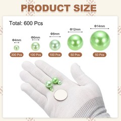 4/6/8/12/14mm Pearl Bead for Vase Filler, 600 Pcs Floating Beads, Light Green
