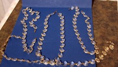 4 —Vintage Glass Crystal Strands – Hanging Chandelier Gem Bead Chain 17 inches